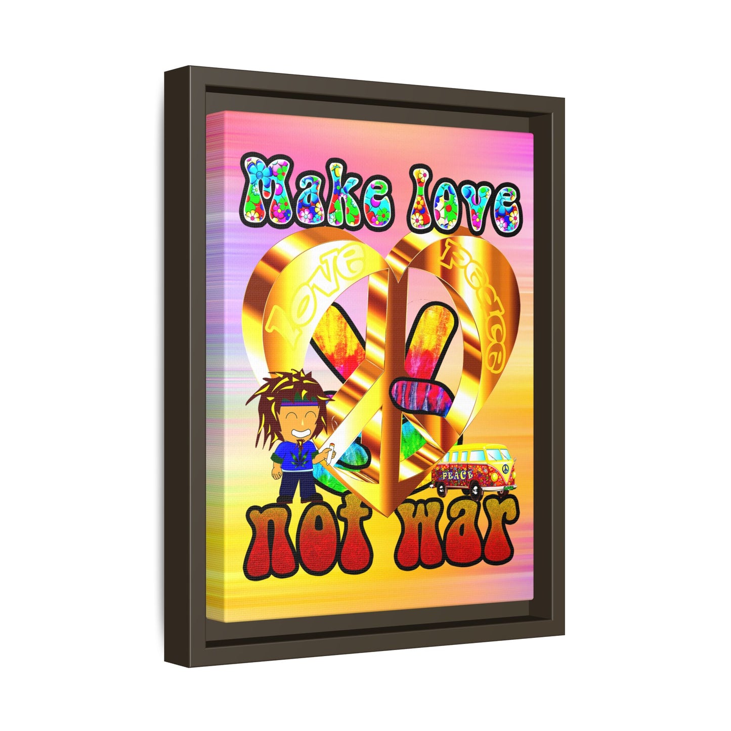 love peace - framed canvas art (color blur)