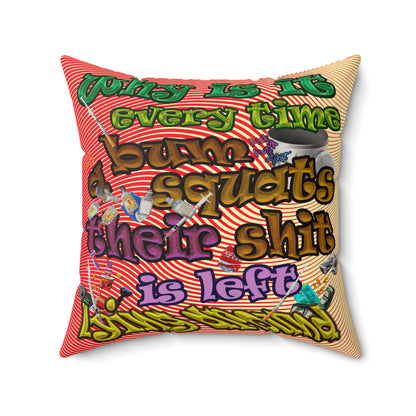 the bum's shit - Faux Suede Square Pillow - (yellow-orange wave)