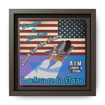 shoot for the stars - framed canvas art (light blue-purple wave)