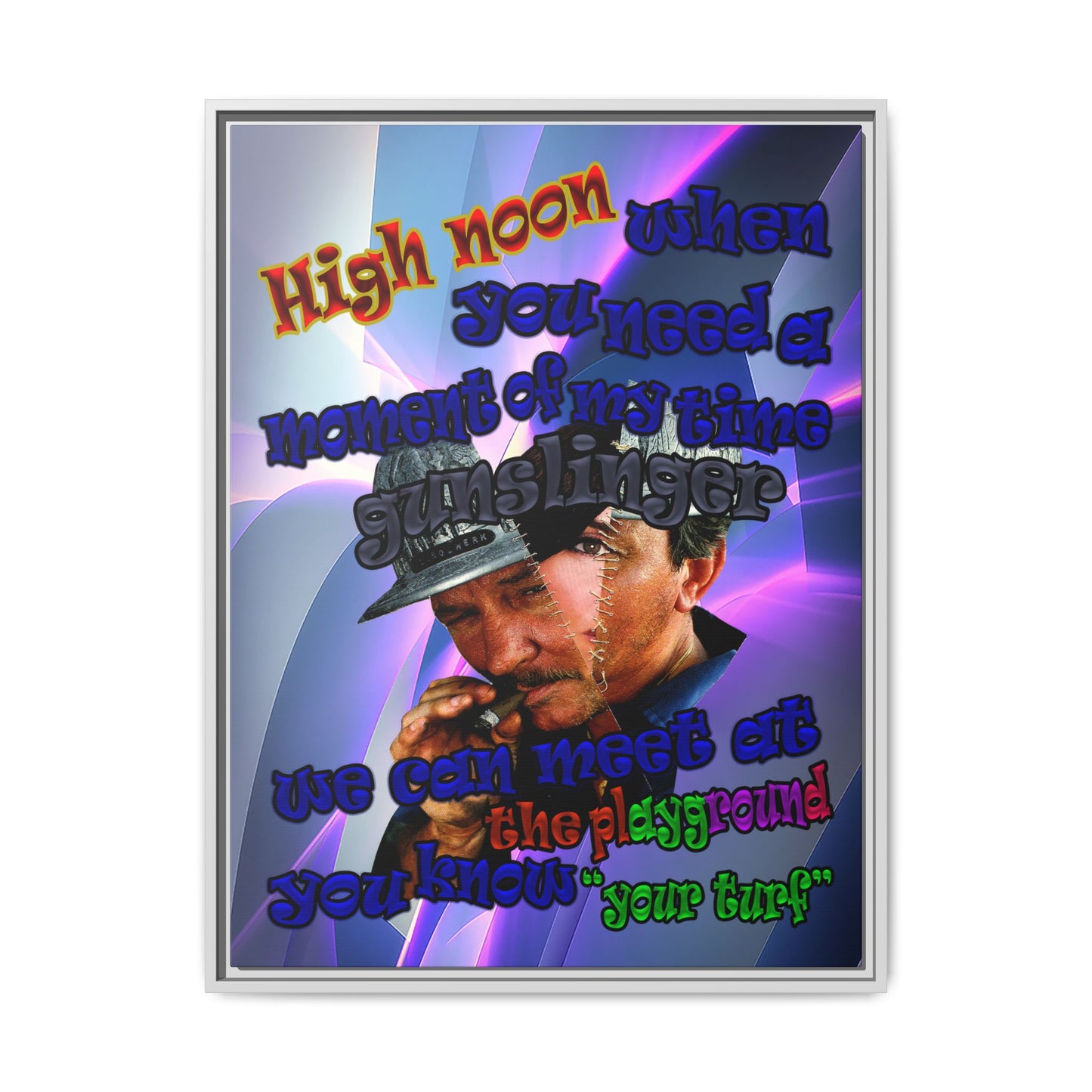 high noon - framed canvas art (grey-pink wave)