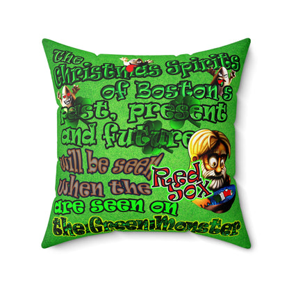 christmas spirits of boston - Faux Suede Square Pillow - (green turf)
