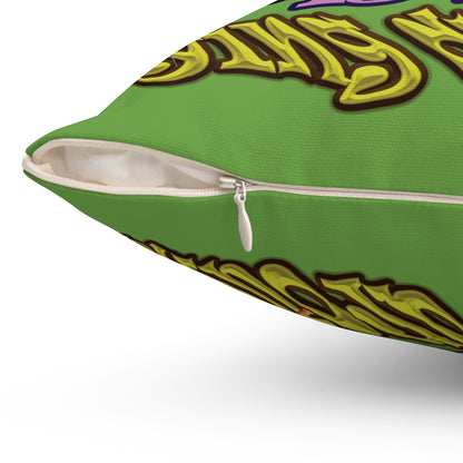 the bum's shit - Spun Polyester Square Pillow - (green)