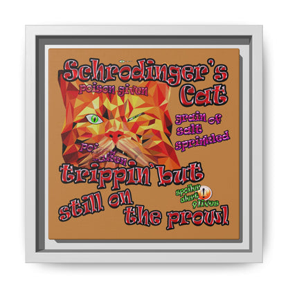 schrodinger's cat - framed canvas art (light brown)
