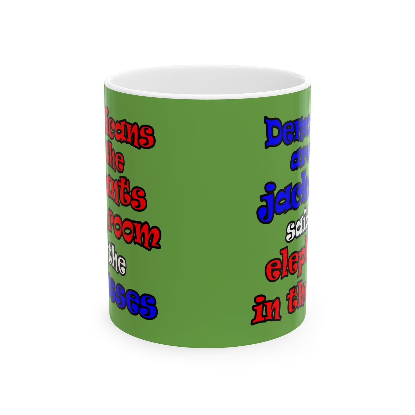 donkeys and elephants - White Mug (green)