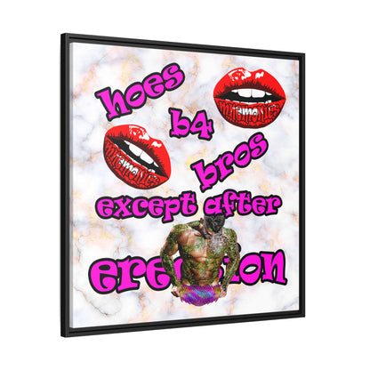 hoes b4 bros - framed canvas art (white marble)