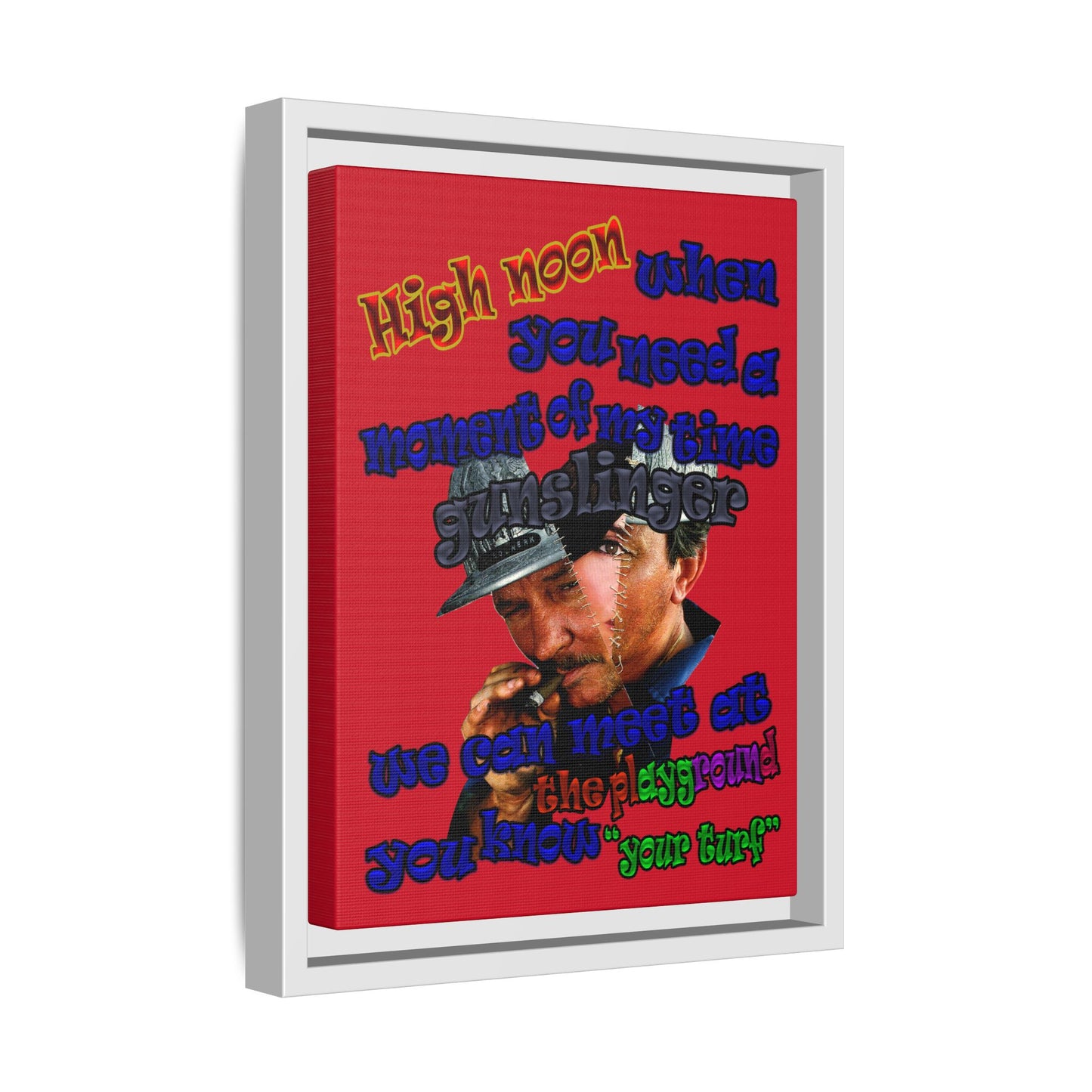 high noon - framed canvas art (dark red)