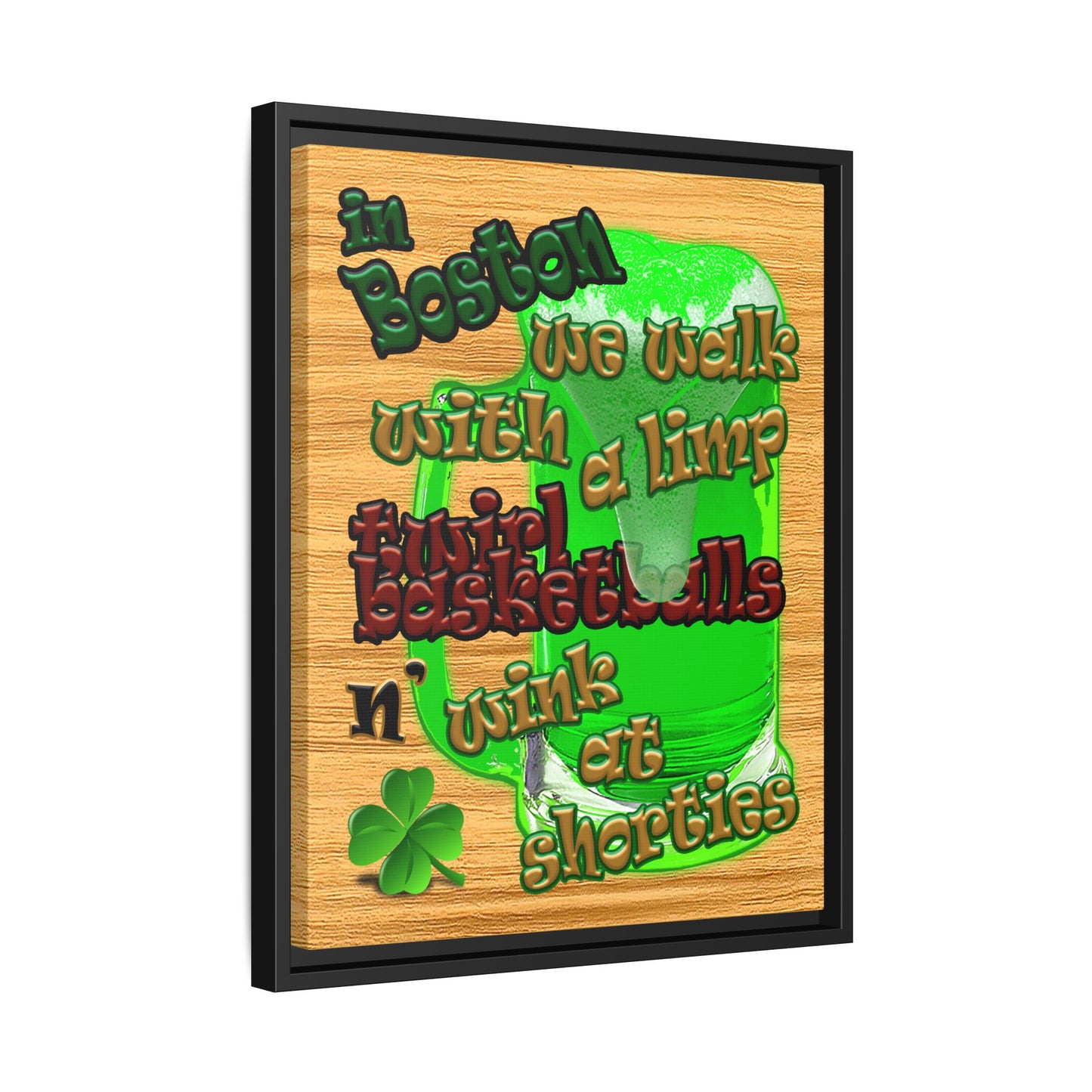 celtics logo - framed canvas art (butterscotch wood finish)