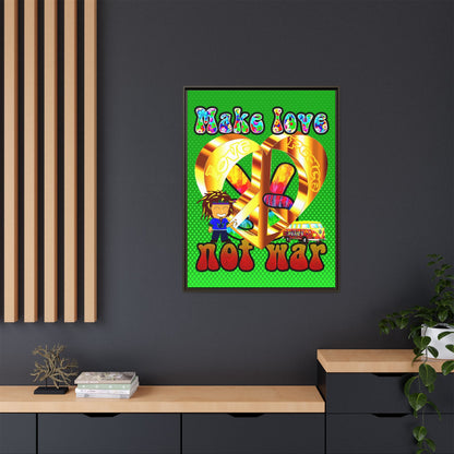 love peace - framed canvas art (logo green)