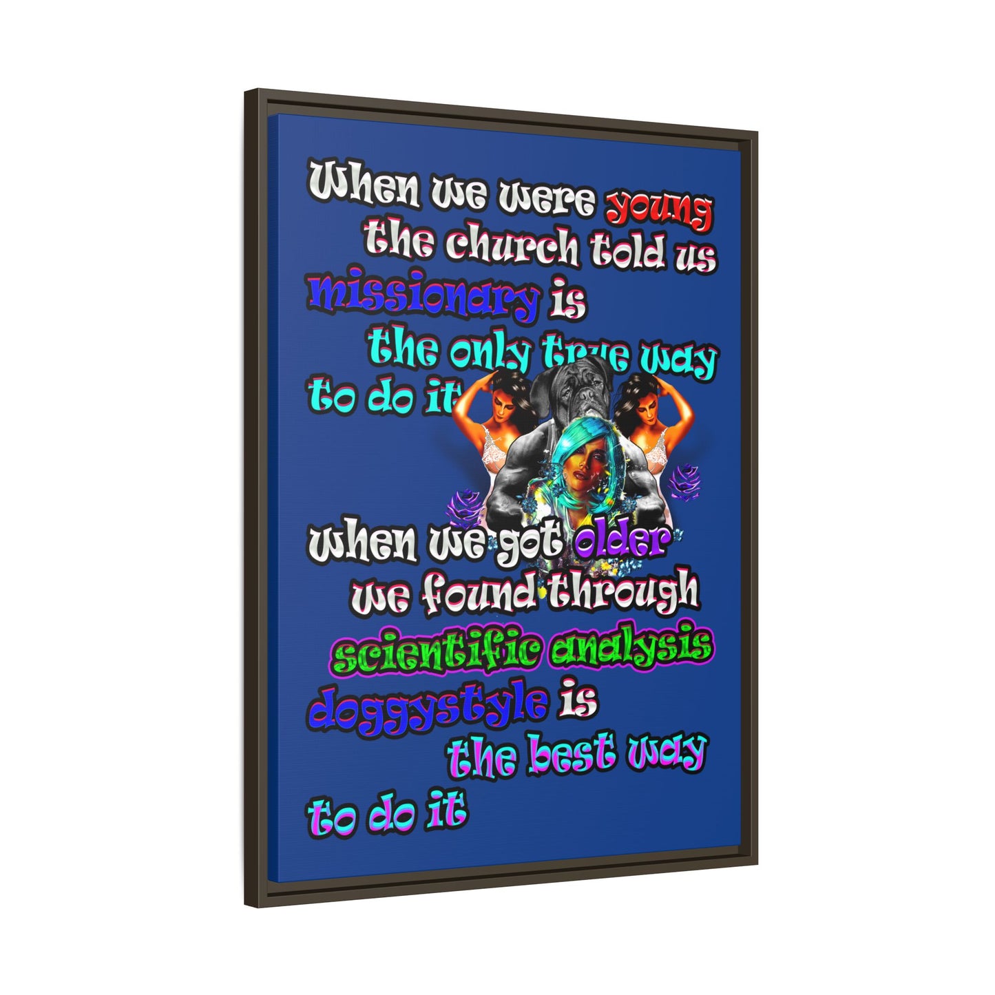 doggystyle - framed canvas art (dark blue)