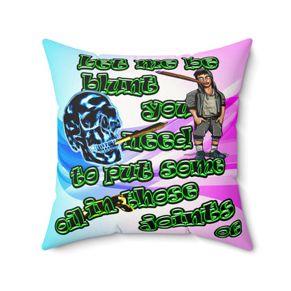 og - Faux Suede Square Pillow - (light blue-pink wave)