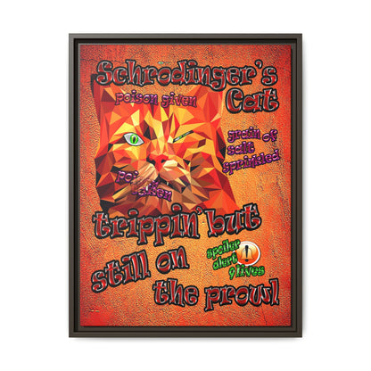 schrodinger's cat - framed canvas art (burnt orange)