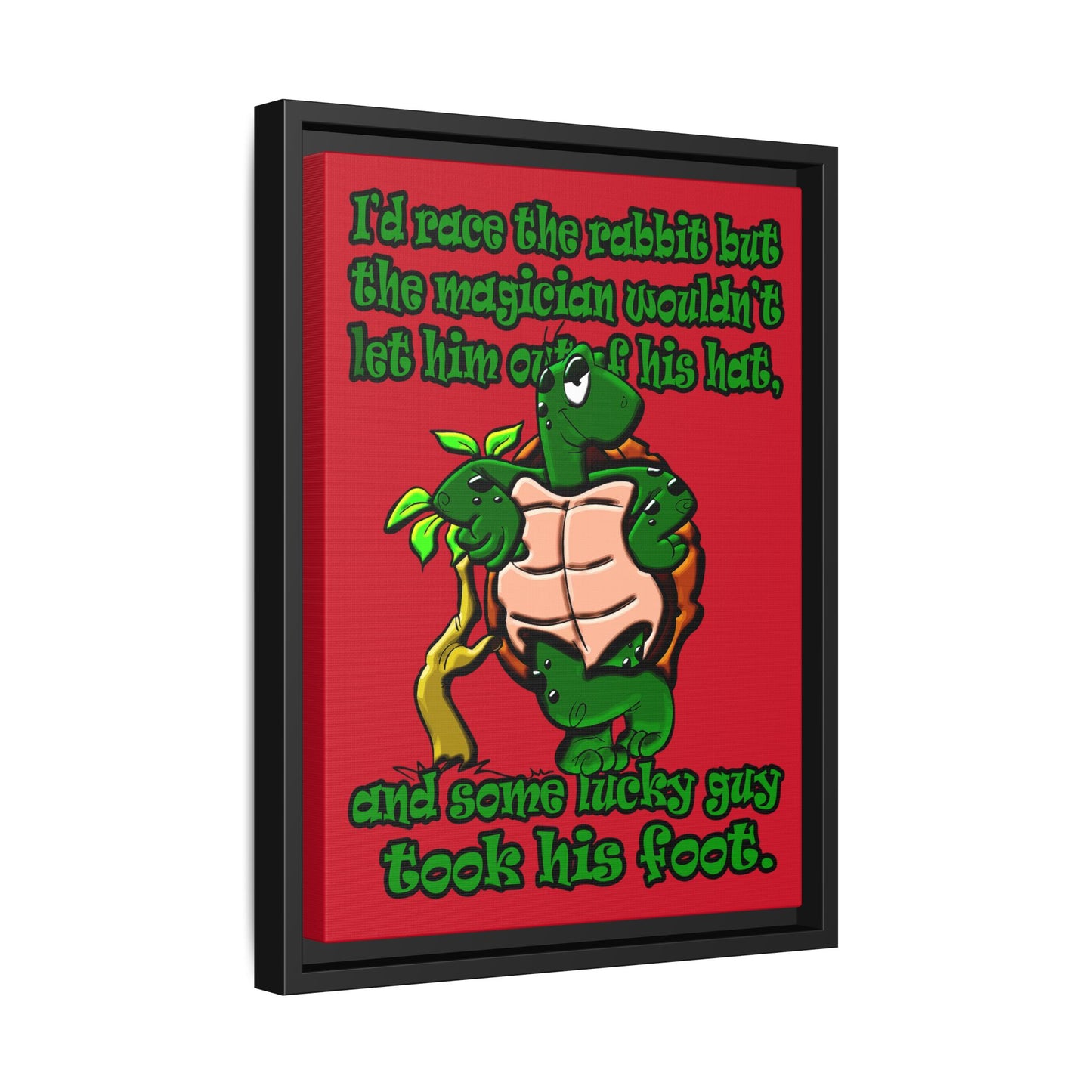 turtle race - framed canvas art (dark red)