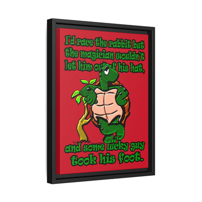 turtle race - framed canvas art (dark red)