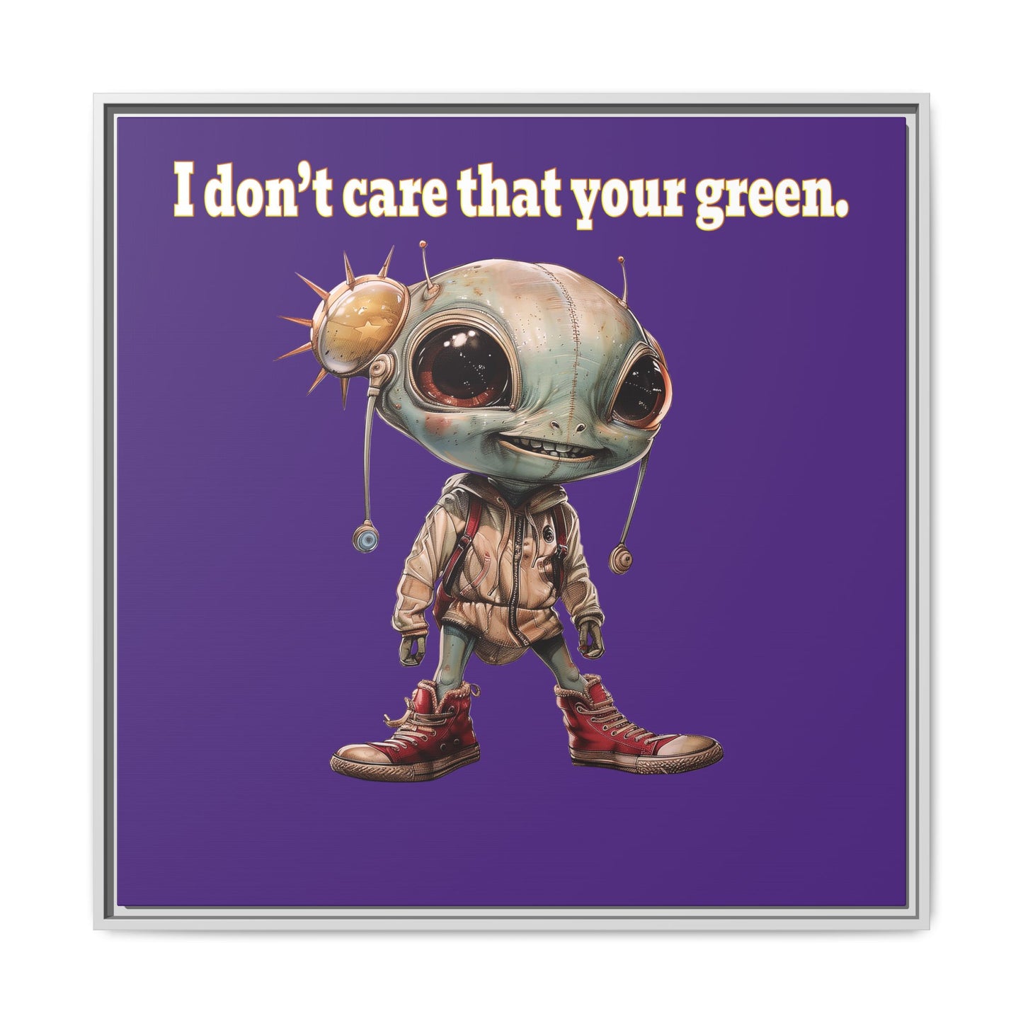 I don't care that your green - framed canvas art (purple)