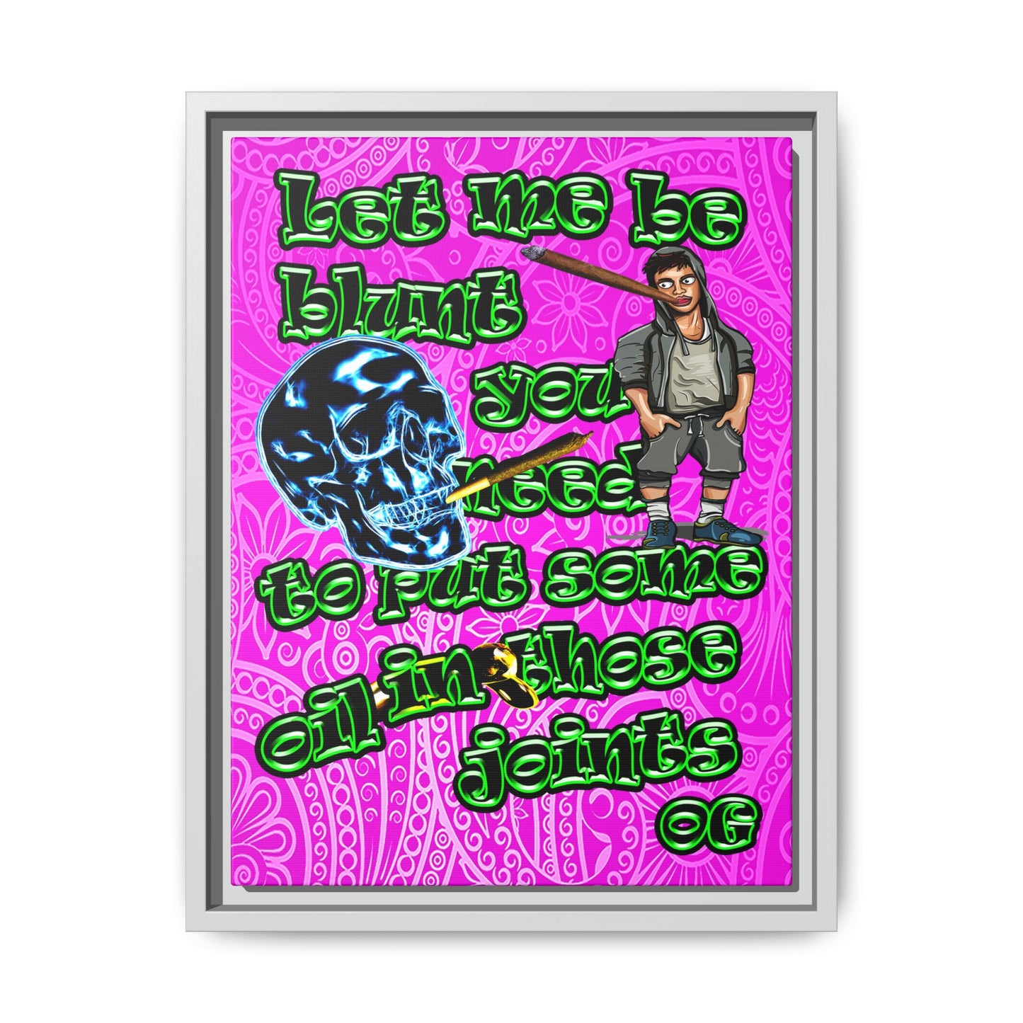 og - framed canvas art (pink swirl)