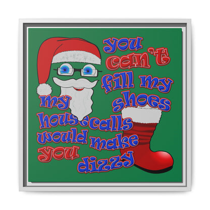 santa's shoes - framed canvas art (dark green)