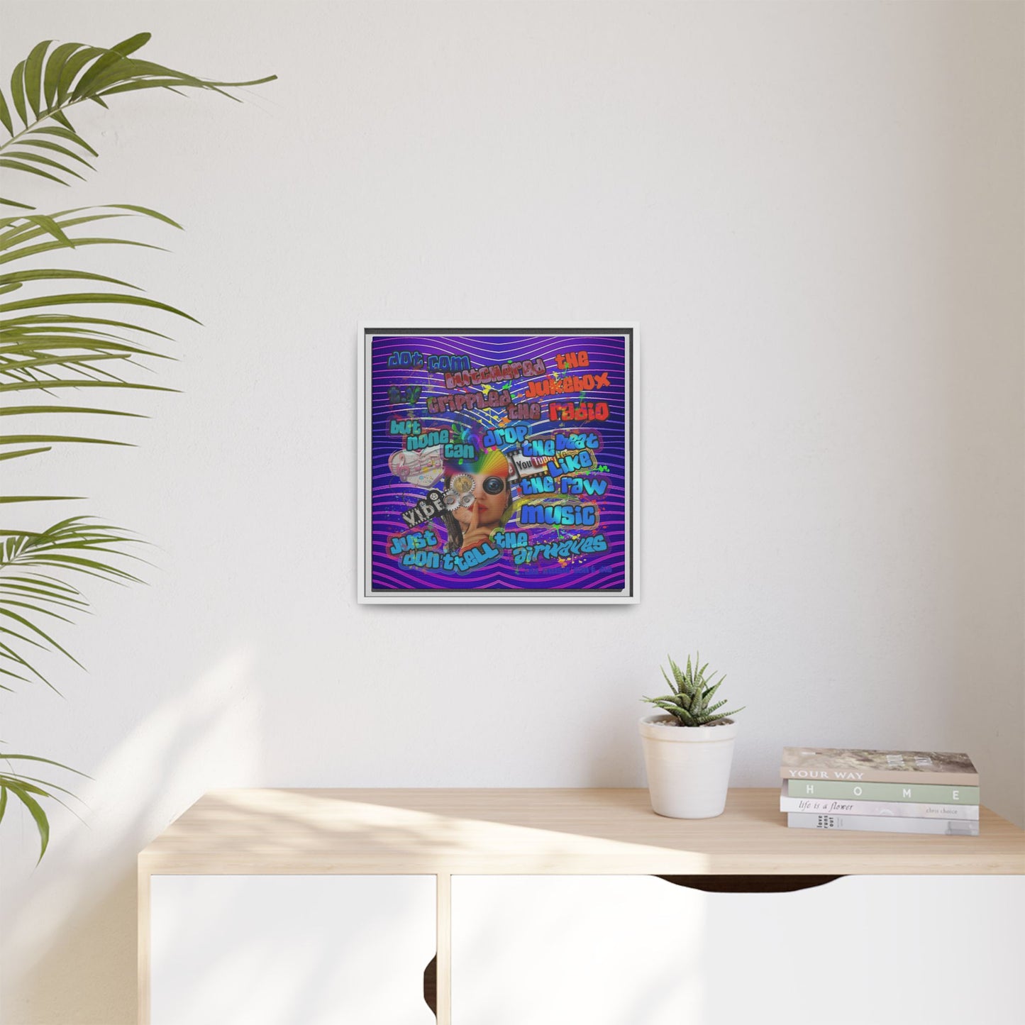 drop the beat - framed canvas art (purple wave)