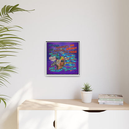 drop the beat - framed canvas art (purple wave)