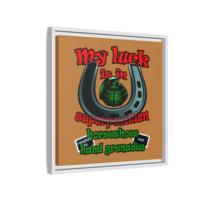 my luck - framed canvas art (light brown)