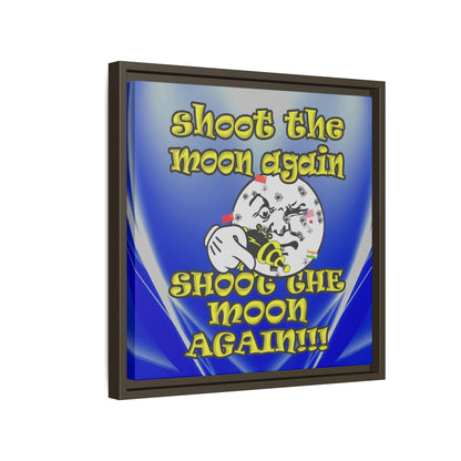 shoot the moon again - framed canvas art (blue-white wave)
