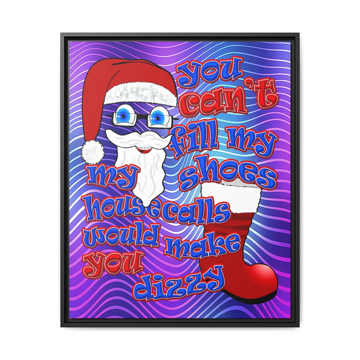 santa's shoes - framed canvas art (purple wave)