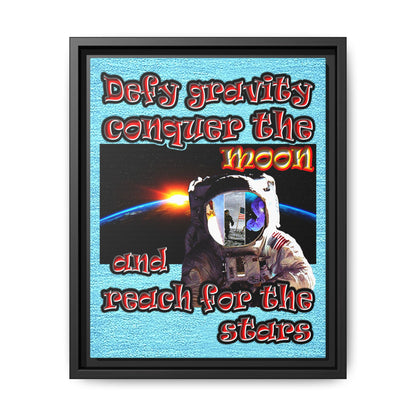 defy conquer reach - framed canvas art (faded blue)