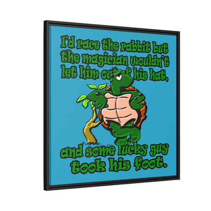 turtle race - framed canvas art (turquoise)