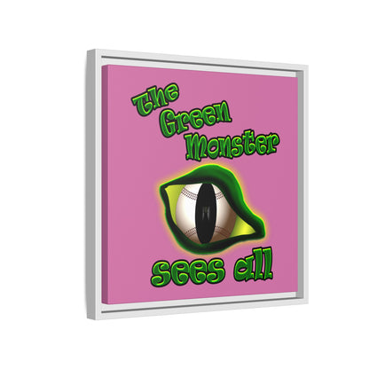 green monster - framed canvas art (light pink)