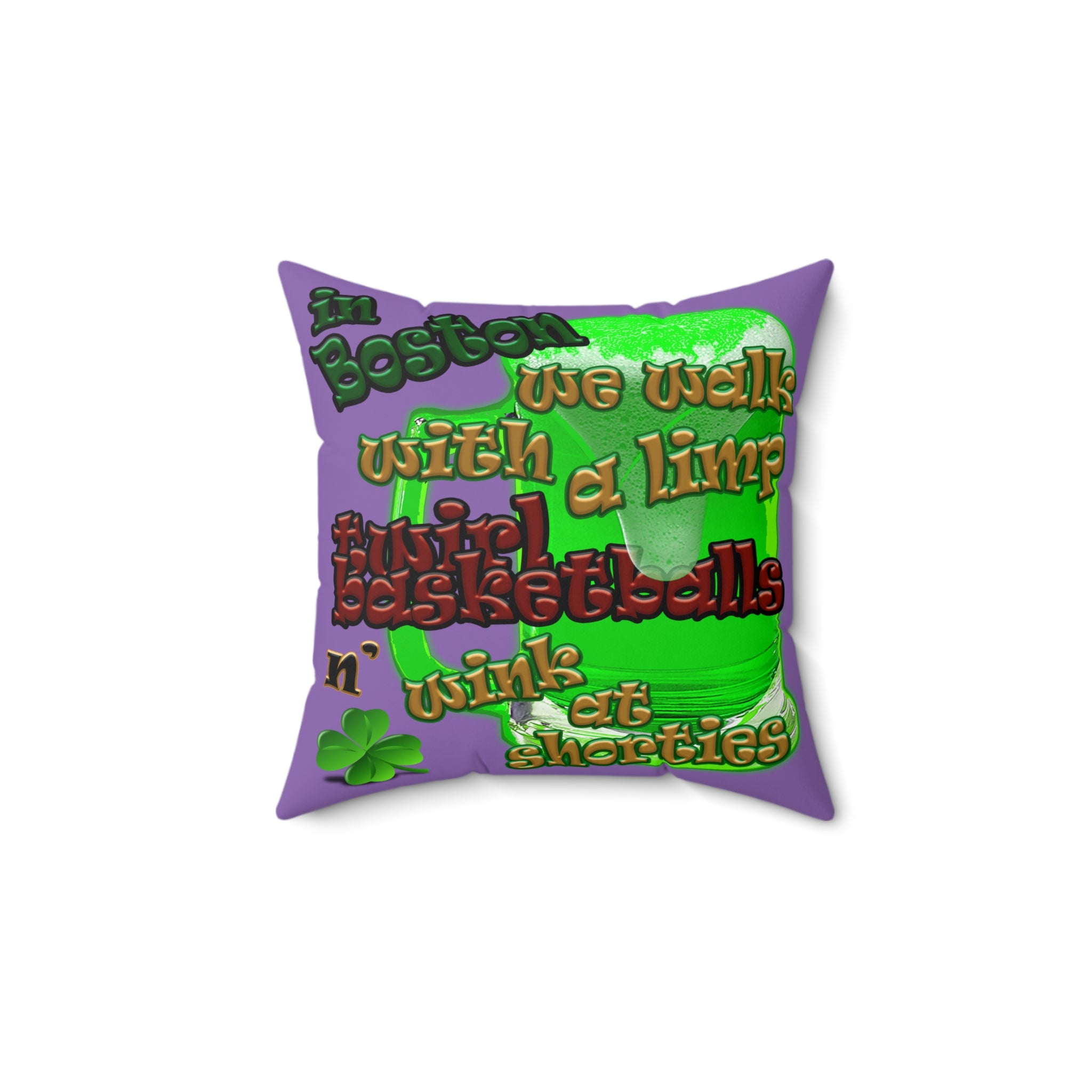 celtics logo - Spun Polyester Square Pillow - (light purple)