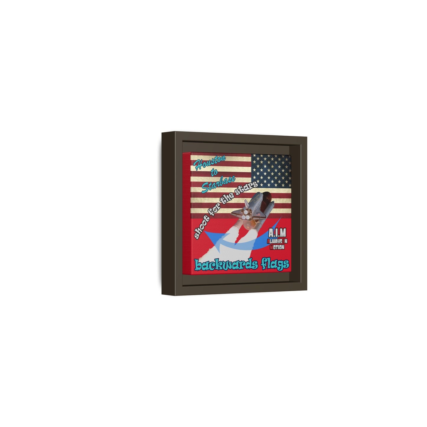 shoot for the stars - framed canvas art (dark red)