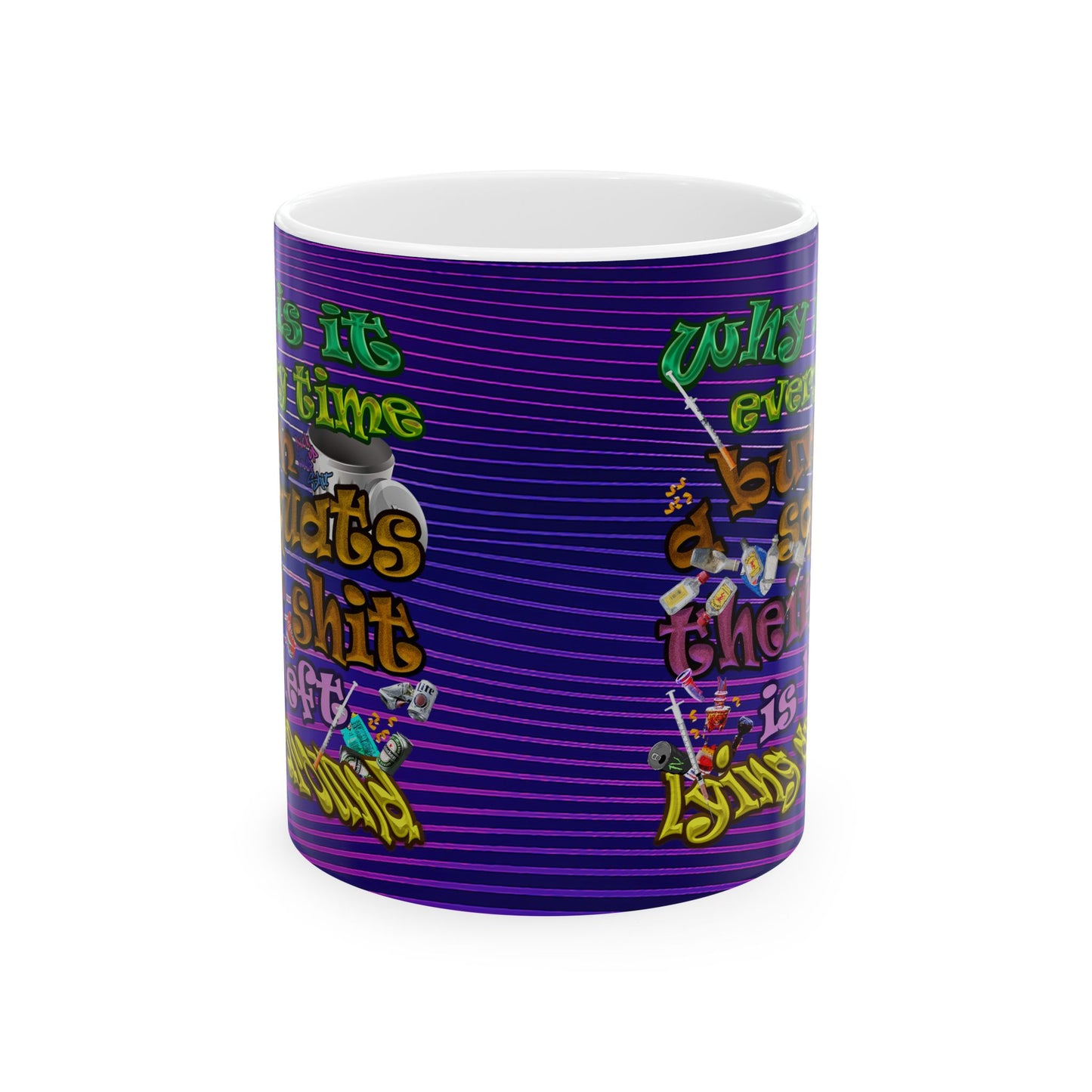 the bum's shit - White Mug (purple wave)