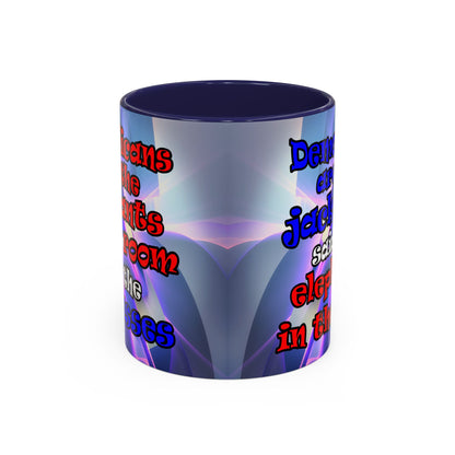 donkeys and elephants - Accent Mug (grey-pink wave)