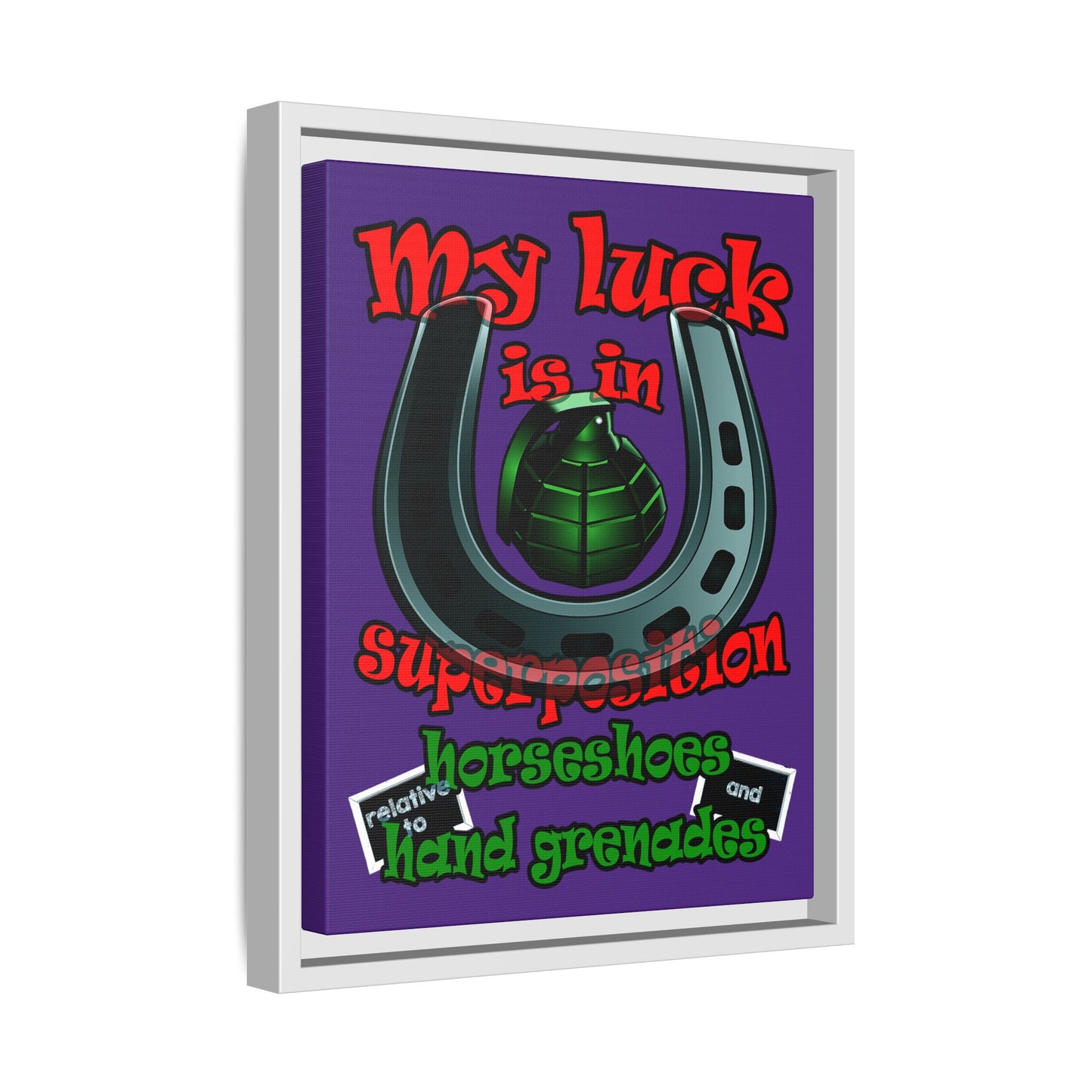 my luck - framed canvas art (purple)