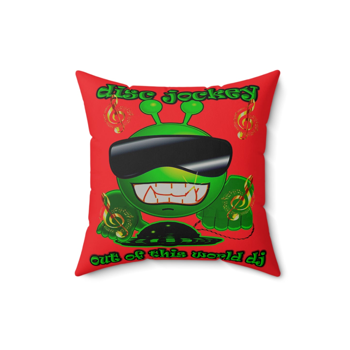 disc jockey - Faux Suede Square Pillow - (red)