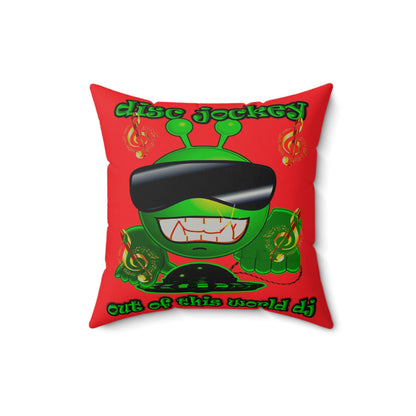 disc jockey - Faux Suede Square Pillow - (red)