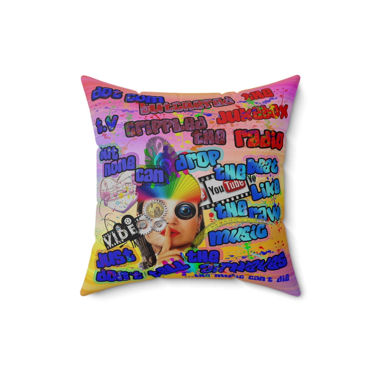 drop the beat - Spun Polyester Square Pillow - (color blur)