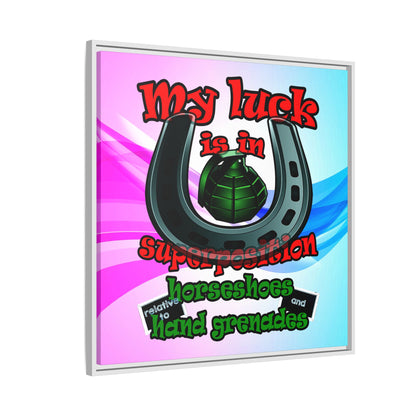 my luck - framed canvas art (light blue-pink wave)