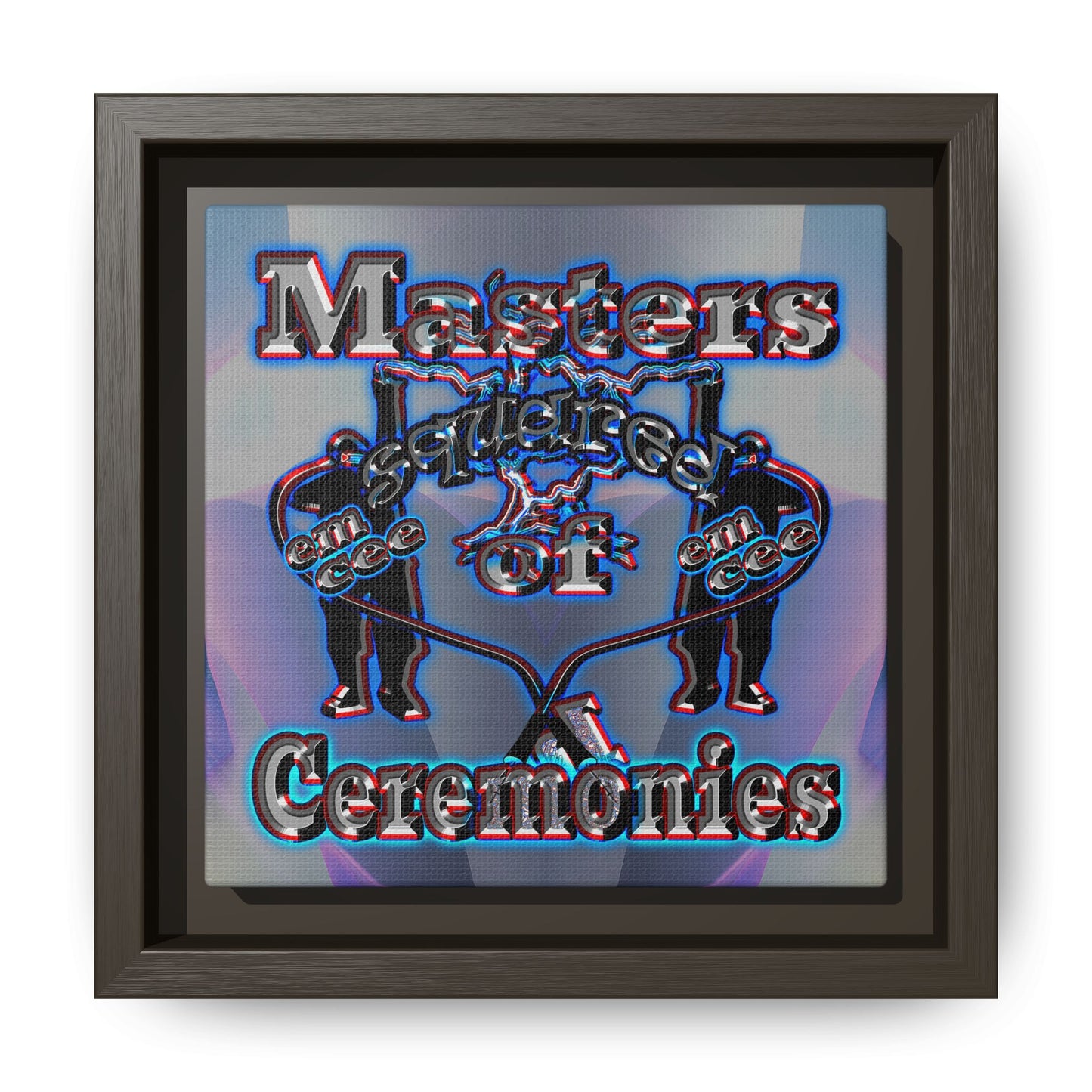 em cee squared - framed canvas art (grey-pink wave)