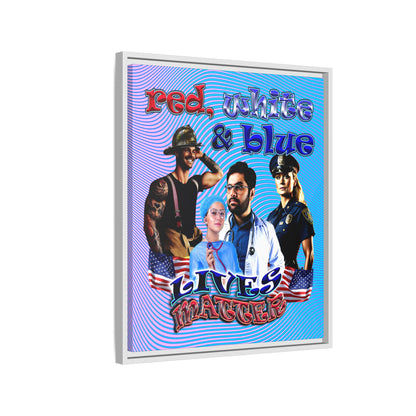rw&b lives matter - framed canvas art (light blue-purple wave)