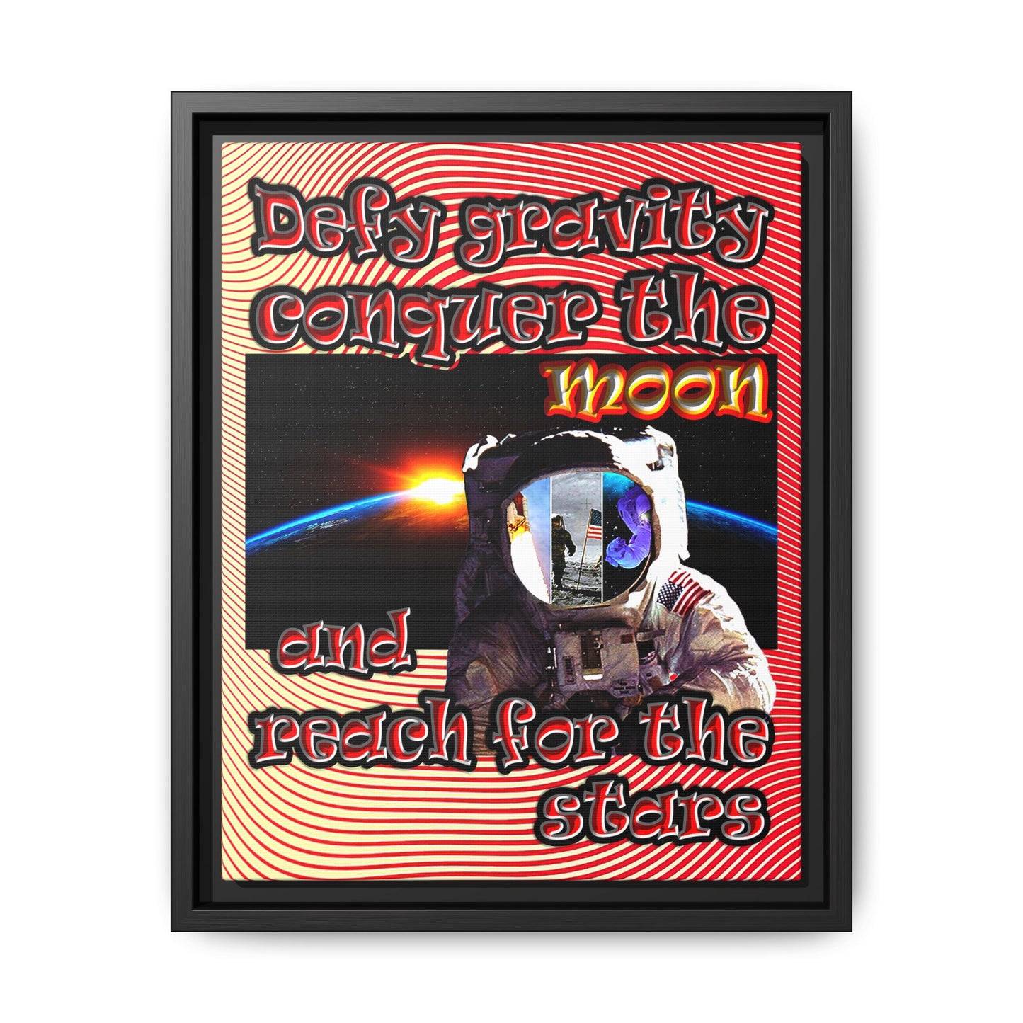 defy conquer reach - framed canvas art (yellow-orange wave)