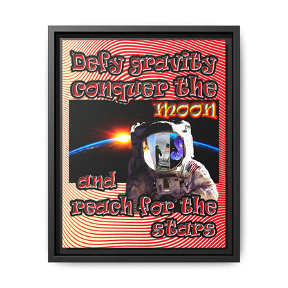 defy conquer reach - framed canvas art (yellow-orange wave)