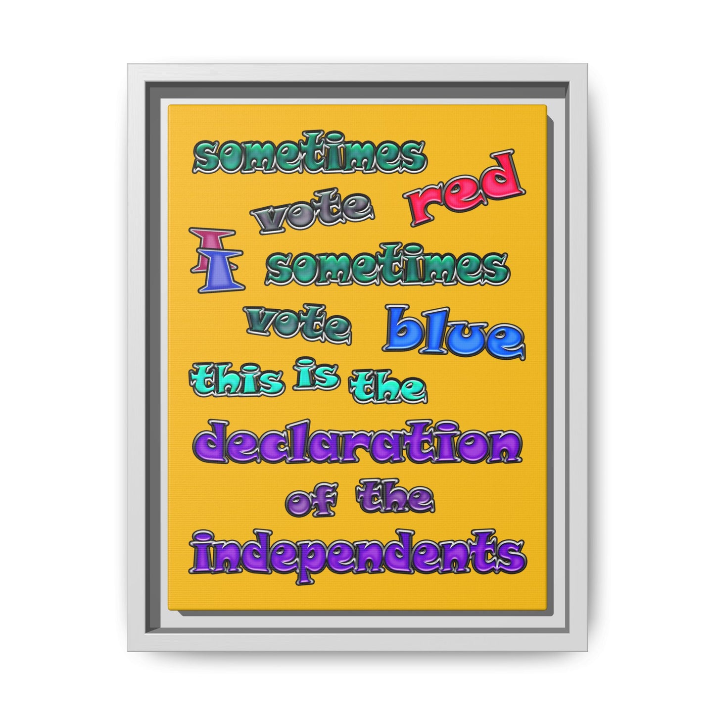 declaration of the independents - framed canvas art (yellow)