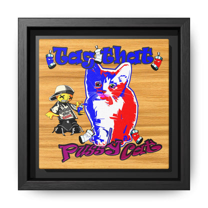 tag that - framed canvas art (butterscotch wood finish)