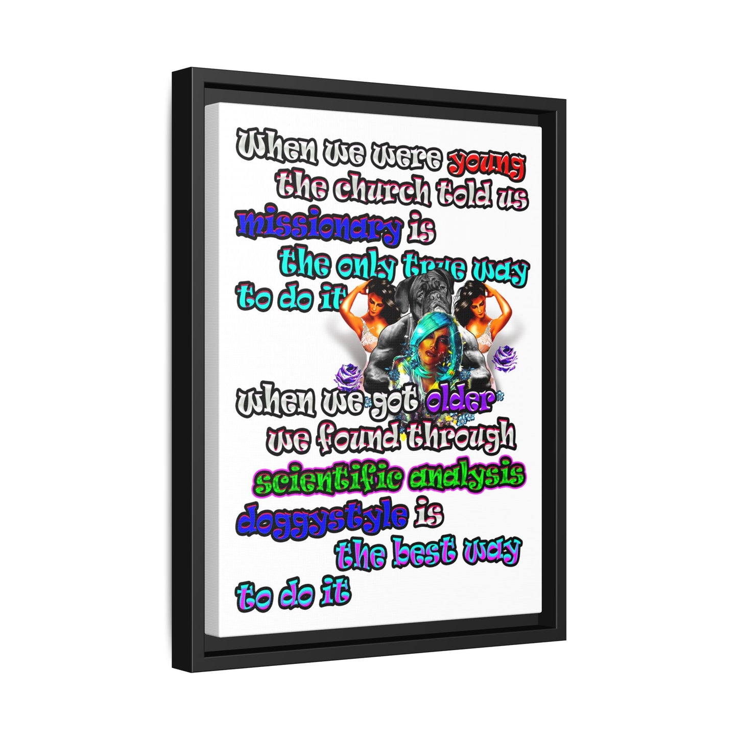 doggystyle - framed canvas art (white)