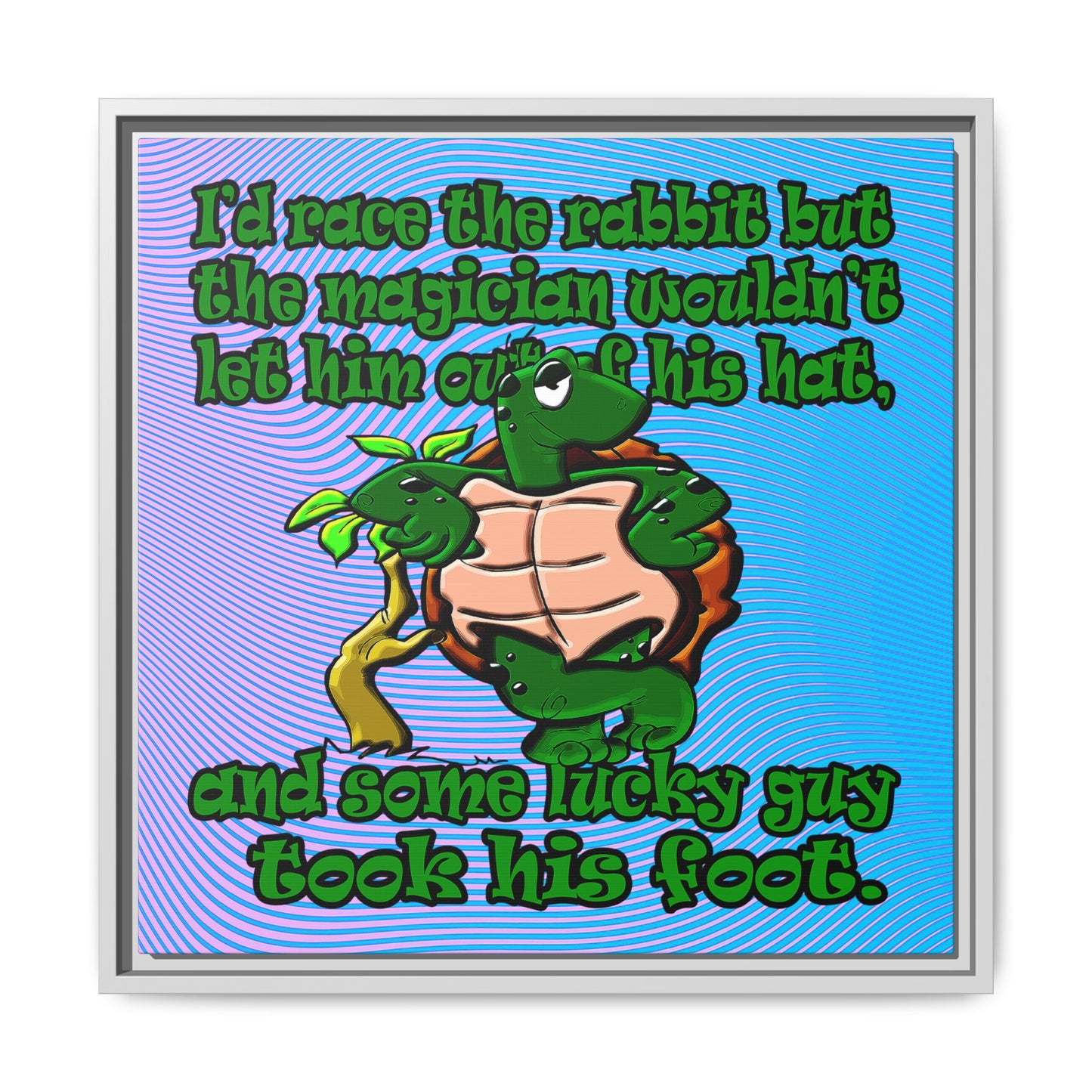 turtle race - framed canvas art (light blue-purple wave)