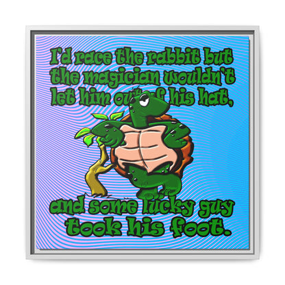 turtle race - framed canvas art (light blue-purple wave)