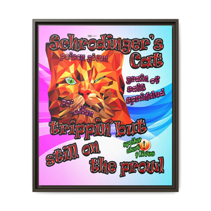 schrodinger's cat - framed canvas art (light blue-pink wave)