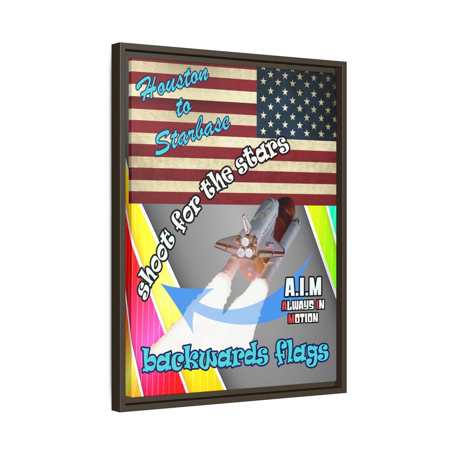 shoot for the stars - framed canvas art (rainbow split)
