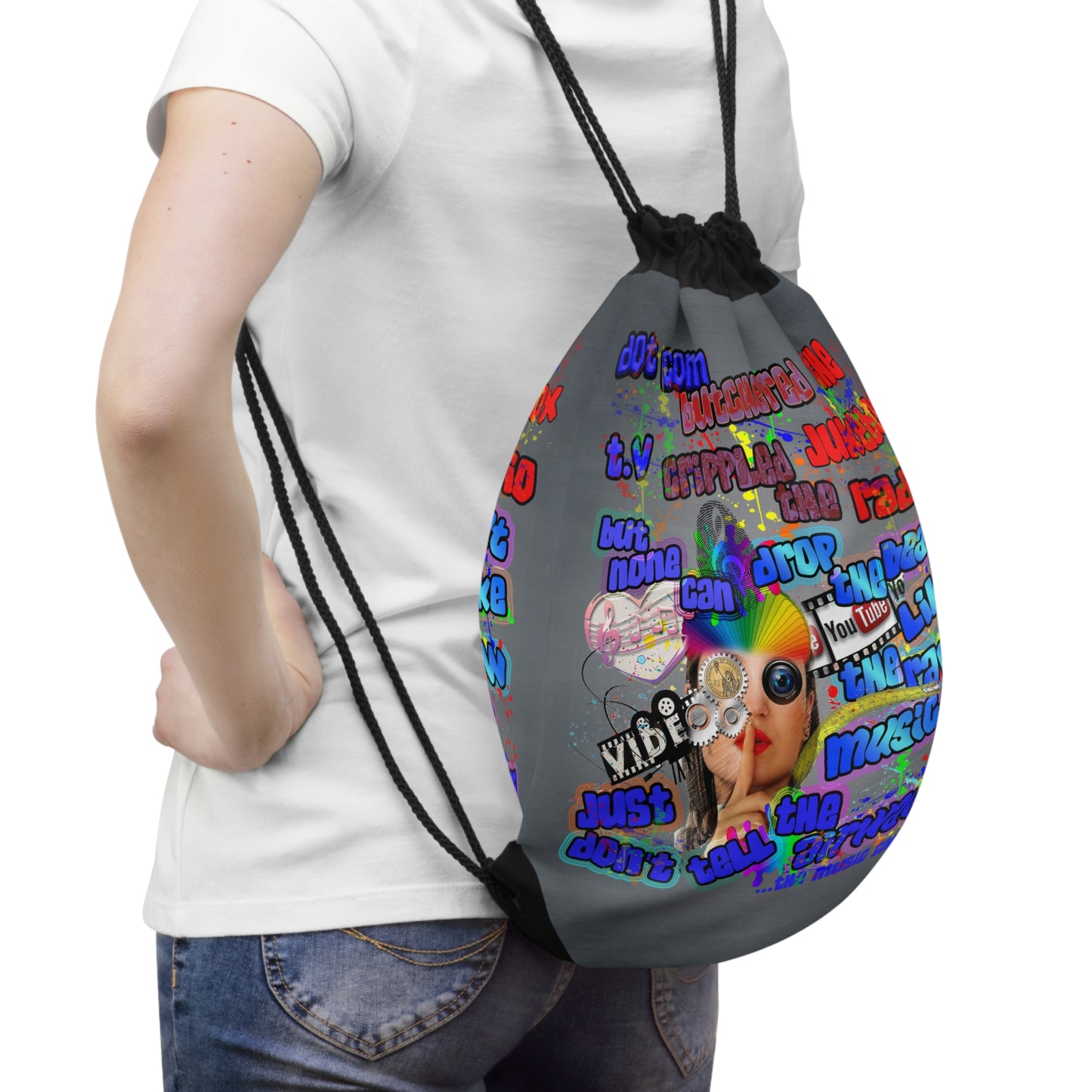 drop the beat - Drawstring Bag (grey-light grey)