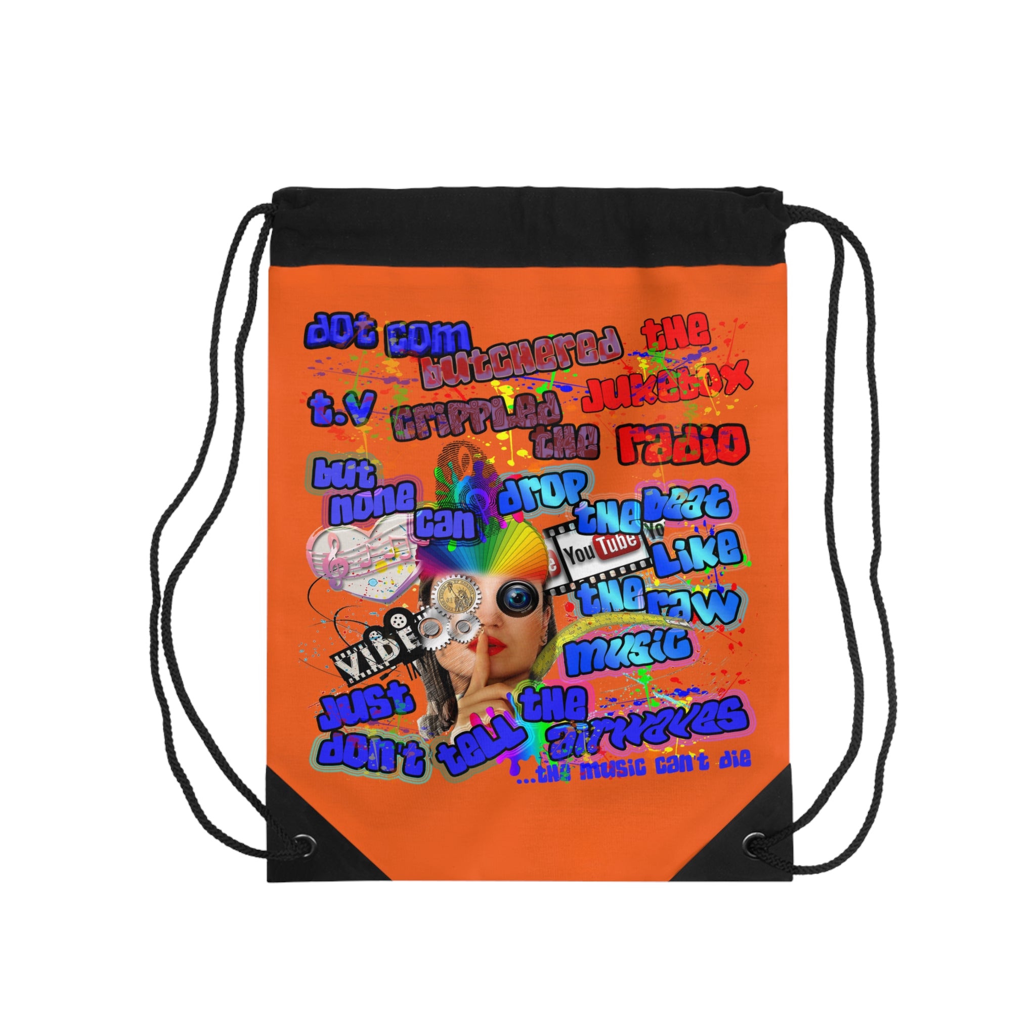 drop the beat - Drawstring Bag (orange)